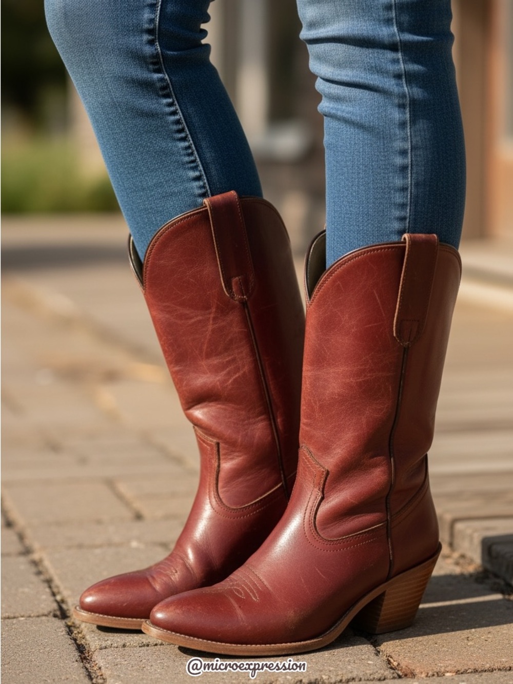 1990’s Frye Vintage Leather Pull On Red Cognac Heeled Cowboy Western Cute Bootie - Picture 3 of 14